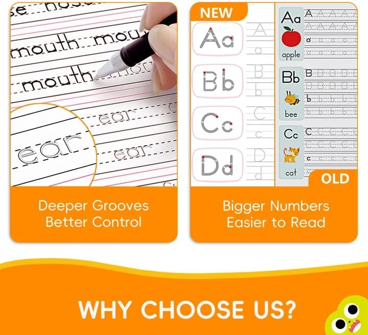 Timetome Magic Grooved Writing Practice, Large Grooved Handwriting Practice for Kids 5-7 8-10, Preschool Learning Activities, Tracing Books for Kids Ages 3-5, Preschool Workbook, Reusable Write Number Letter - Image 3